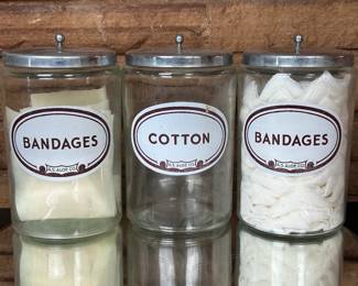 Vintage medical glass jar canisters  by A. S. ALOE Co. 