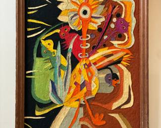 Mid century modernist textile art collage