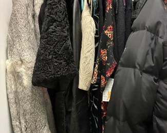 Fur coat, leather coats, dresses, and winter coats