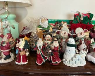 Santa figurines and Christmas decor