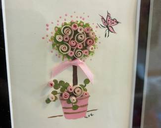Close up of framed paper quilling art