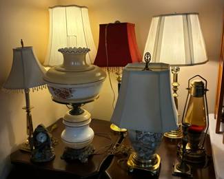 Variety of vintage and modern lamps