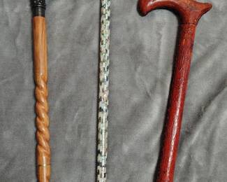 Mens designer canes (abalone , bronze bulldog , and leather wrapped)