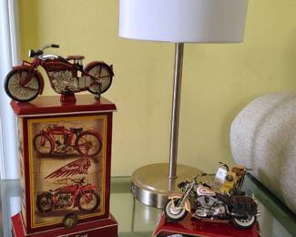 Indian motorcycles display and paperweights