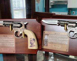 Jesse james and Wyatt Erp pistol plaque knives.
