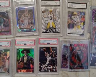 Assorted collectible basketball cards and Football Cards by Panini (Panini chronicles luminance) and Topps.