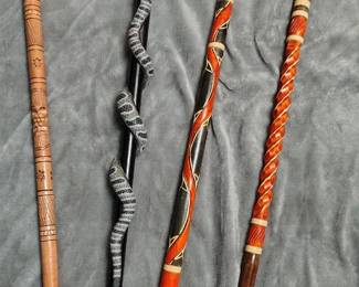Carved wood  collectible canes including 