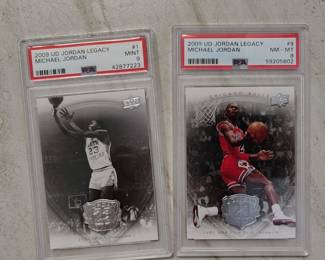 Graded Michael Jordan Jordan Legacy basketball cards both PSA graded