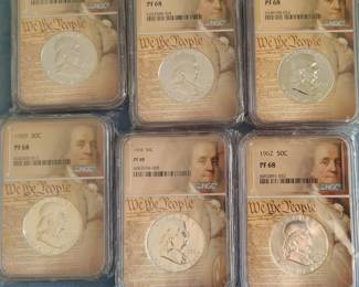 Franklin Silver half dollar proofs graded
