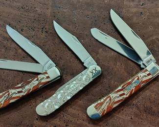 New Case XX knives (skulls, American Eagle , and US flag and eagle)