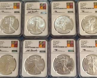 Early release recent year silver eagles (different from coins in the full set pictures)