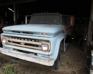 1966 Chevrolet C60, 2-Ton Truck, 14ft. Grain Bed w/fold down rack & hoist, 4-spd/2-spd, 292 6-cyl. engine, 51,750 miles
