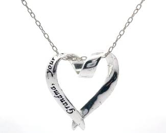 Estate "Grandma, Your Love is a Blessing" Twisted Heart Pendant Necklace