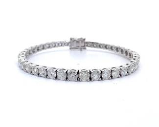 11.52 Carat Natural Diamond Bracelet in 14K White Gold