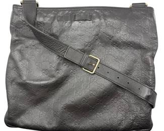 Gucci Dark Brown Guccissima Leather Large Messenger Crossbody Bag