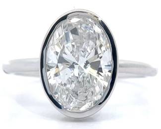 3 Carat Diamond Oval Solitaire Ring in 14k White Gold
