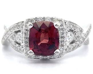 2.36 Carat Natural Spinel & Natural Diamond Ring in 18K White Gold