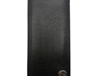 Gucci Black Leather GG Logo Long Wallet