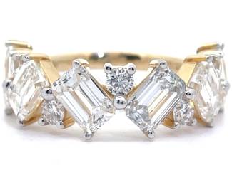 NEW! 5 Carat Diamond Baguette Icicle Stacking Ring in 14k Yellow Gold