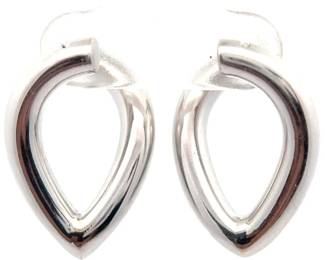 Estate Oblong Tubular Twist Raindrop Hoop Earrings in 18k White Gold; MADE IN ITALY!