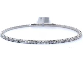 1.02 Carat Natural Diamond Tennis Bangle Bracelet in White Gold