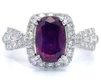 2.72 Carat Natural Kashmir Sapphire & Natural Diamond Ring in Platinum