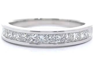 0.50 Carat Diamond Princess Cut Semi-Eternity Channel Ring in White Gold