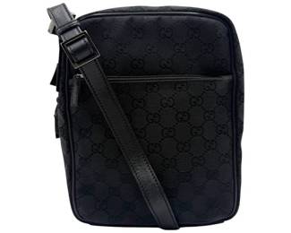Gucci Black GG Canvas Compact Crossbody Bag