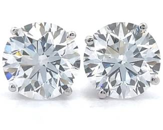 4 Carat Diamond Round Solitaire Stud Earrings in 14k White Gold
