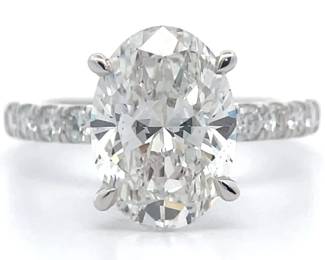 4 Carat Diamond Oval & Pavé Hidden Halo Ring in 14k White Gold