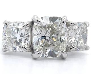 7.21 Carat Lab-Grown Diamond Three-Stone Ring in 14k White Gold