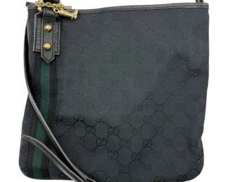 Gucci Black GG Canvas Web Stripe Crossbody Bag