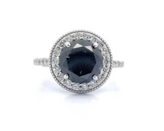 4.28 Carat Fancy Black & Natural Diamond Ring in 14K White Gold