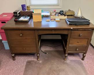 Large solid mahogany desk, Indiana Desk Co.