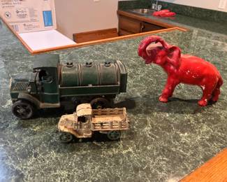 Antique cast iron toy trucks