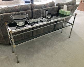 Chrome and brass sofa table