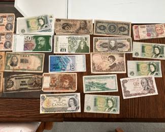 Vintage foreign paper money
