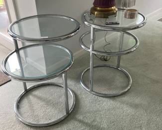 Chrome tables w swivel tops