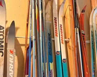 An entire wall of skis and poles