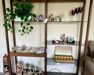 glass shelved display unit, German stines