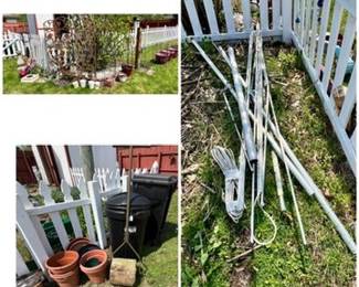 garden decor, cast iron trellis, ham radio antenna