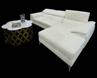 White leather sectional