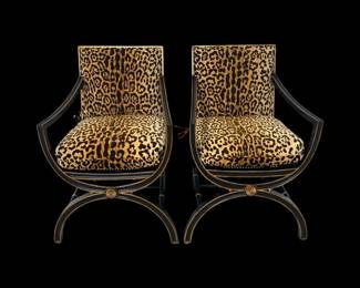 Pair leopard chairs by John Richards