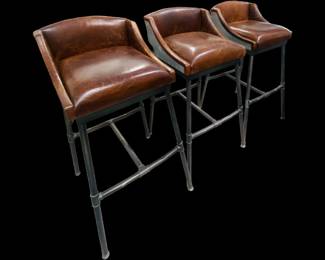 Set 3 leather barstools
