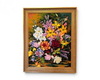 21 VintageFloralNeedlepointWallArtFramedBouquet