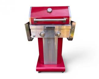 76 KitchenAid2BurnerPropaneGasGrillRedwSideShelves