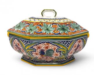 38 WilliamsSonomaAlhambraHandPaintedOctagonalTureenwLidLarge