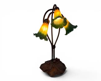 41 PairofArtNouveauStyleLilyTableLampswGlassShades