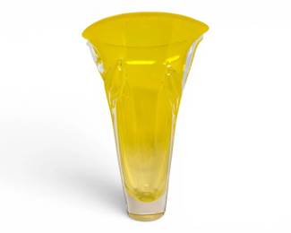 23 LargeYellowArtGlassSculpturalVase