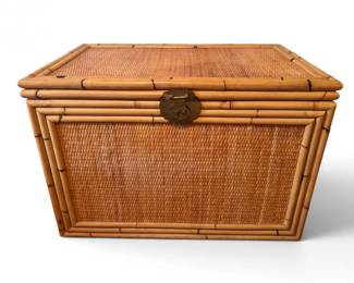 37 BambooWovenRattanStorageChestMcGuireStyleTrunk